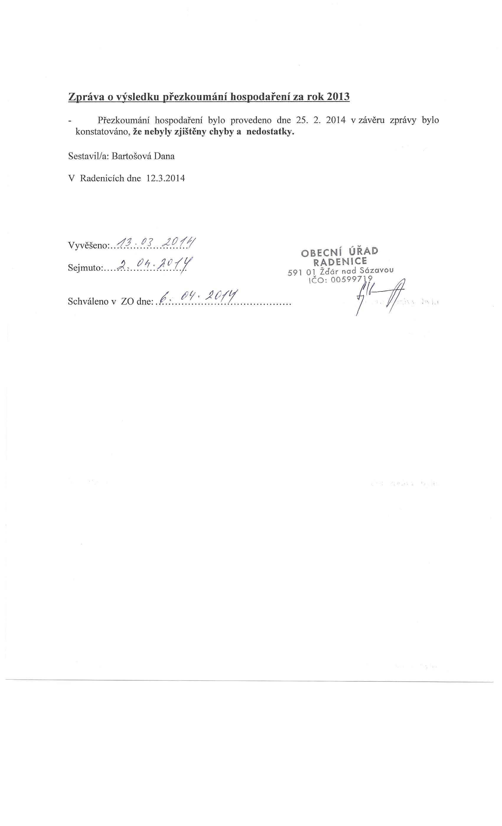 Zaverecny ucet obce 2013 strana 2