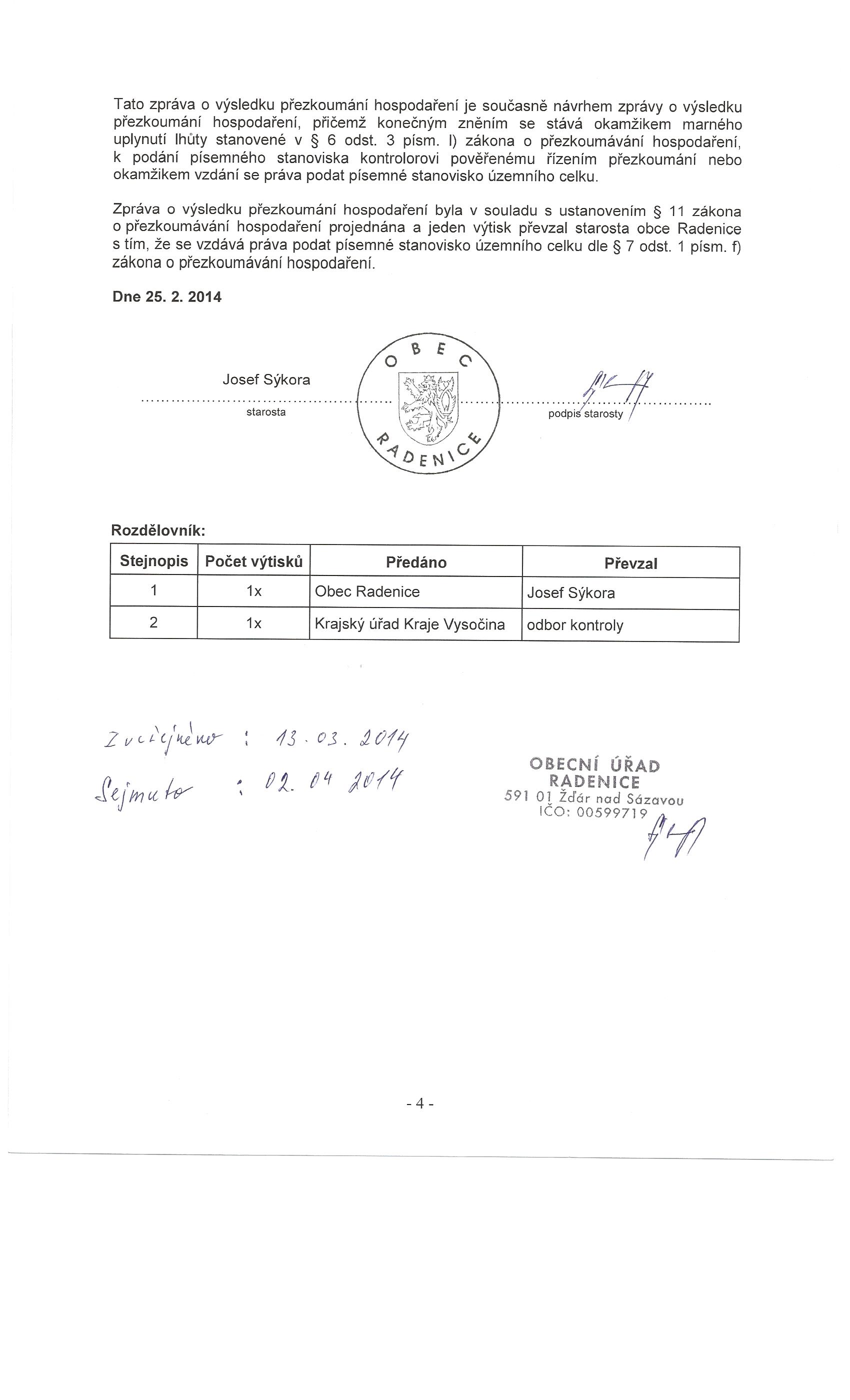 Zprava o vysledku prezkoumani 2013 strana 4